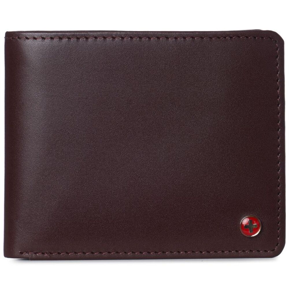 Alpine Swiss Mens RFID Protected Leather Wallet Center Flip Commuter Bifold 2 ID